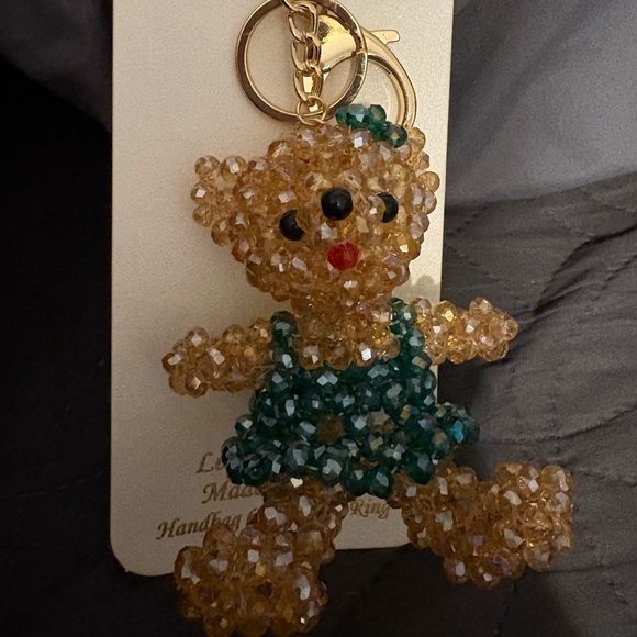 Natasha Couture beaded teddy bear w/ dress purse charm NWT - Picture 2 of 4